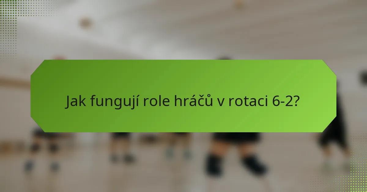 Jak fungují role hráčů v rotaci 6-2?